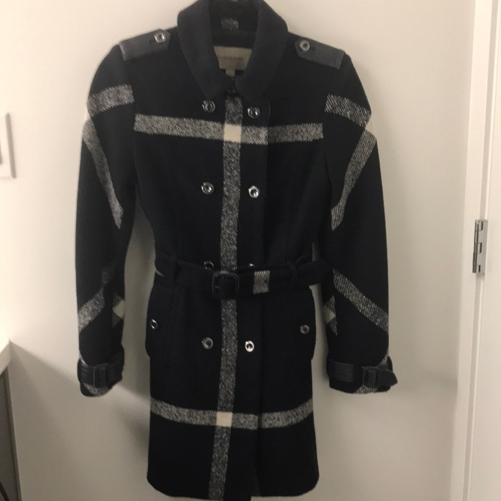 Black/dark Navy Wool Burberry Trench Coat